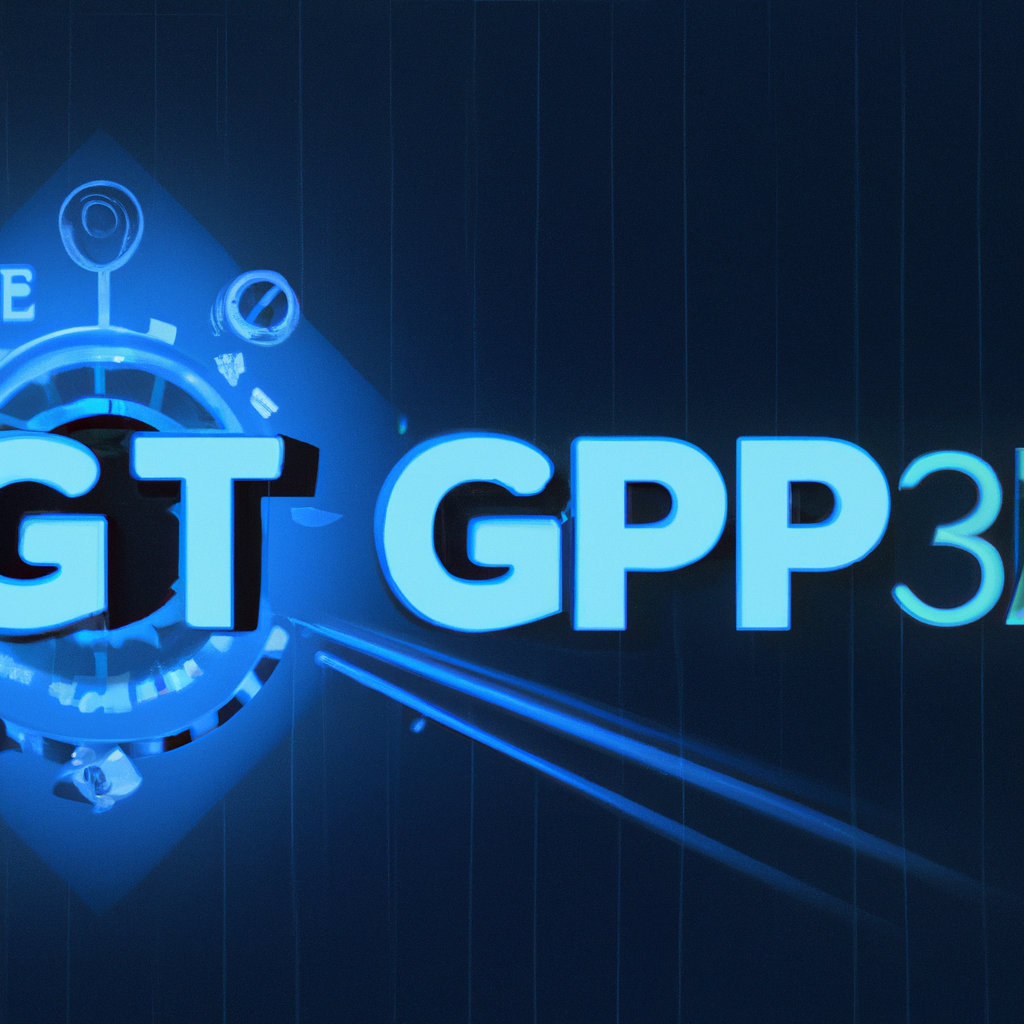 Texto futurista 'GT GPP3' con elementos de diseño circular y lineal sobre fondo oscuro