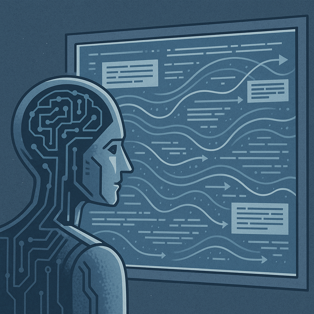 Visualización de un servidor simbólico de IA generativa y procesamiento de datos